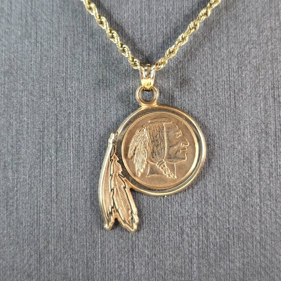 Vintage Estate 14k Yellow Gold Necklace Washington Redskins Pendant 6.6g E6869 - Picture 2 of 5